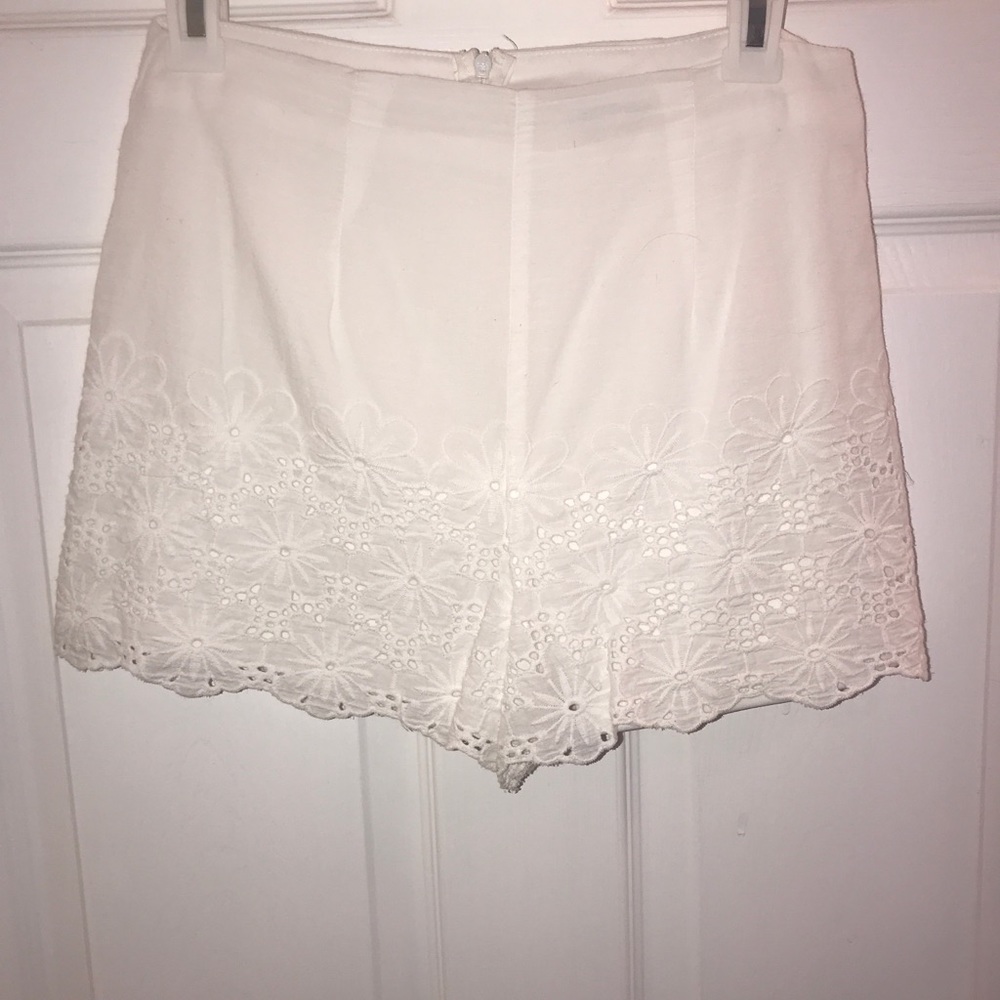 White Floral Shorts